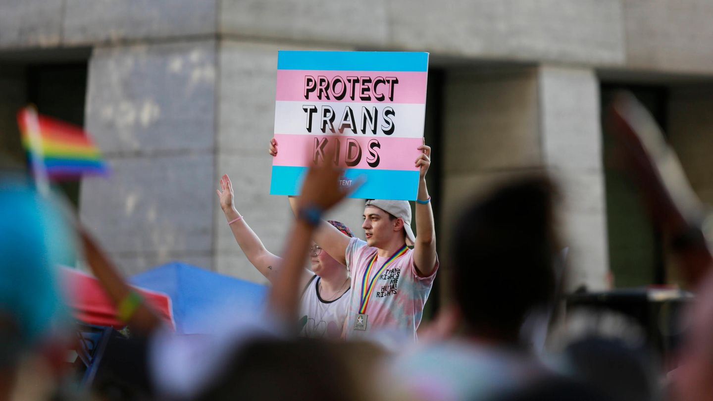 In Houston, Texas, findet eine Demo für Transrechte statt
