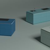 Grün und Blau vermöbelt  Matte grüne und blaue Töne sind derzeit angesagte Farben. Wer es heller mag greift zum Salbei oder Mittelblau, wenn der Raum dunklere Farben verträgt, können Waldgrün oder Fjodblau echte Hingucker sein. Tiefes Blau wird in Kombination mit hellem Holz zum Beispiel als Arbeitsplatte elegant und rustikal zugleich. Helles Grün wiederum versteht sich gut mit dunklem und grauem Stein.