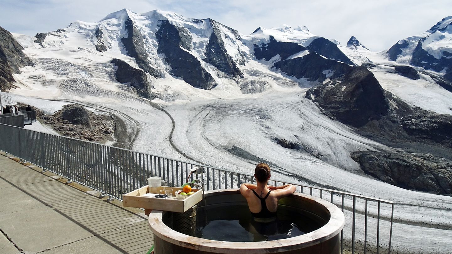 Piz Palu und Hot Tub auf der Diavolezza