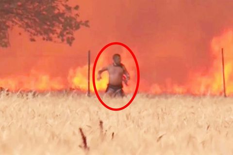 Spanien: Baggerfahrer rettet sich in letzter Sekunde aus Feuerinferno