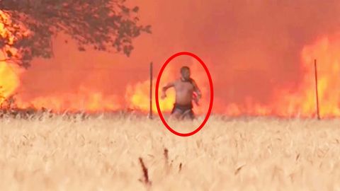 Spanien: Baggerfahrer rettet sich in letzter Sekunde aus Feuerinferno