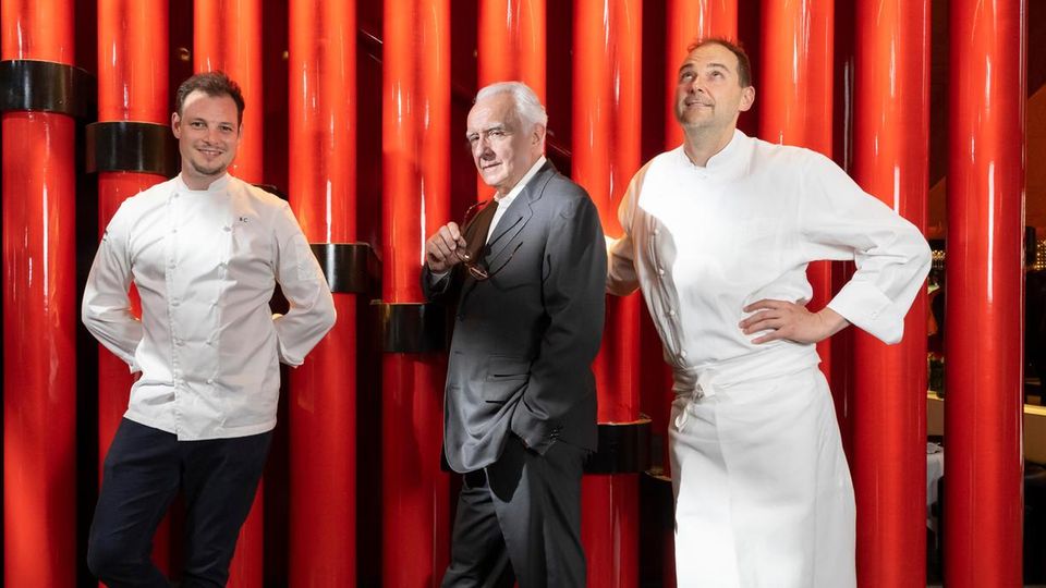 Benjamin Chmura, Alain Ducasse und Daniel Humm im Tantris München