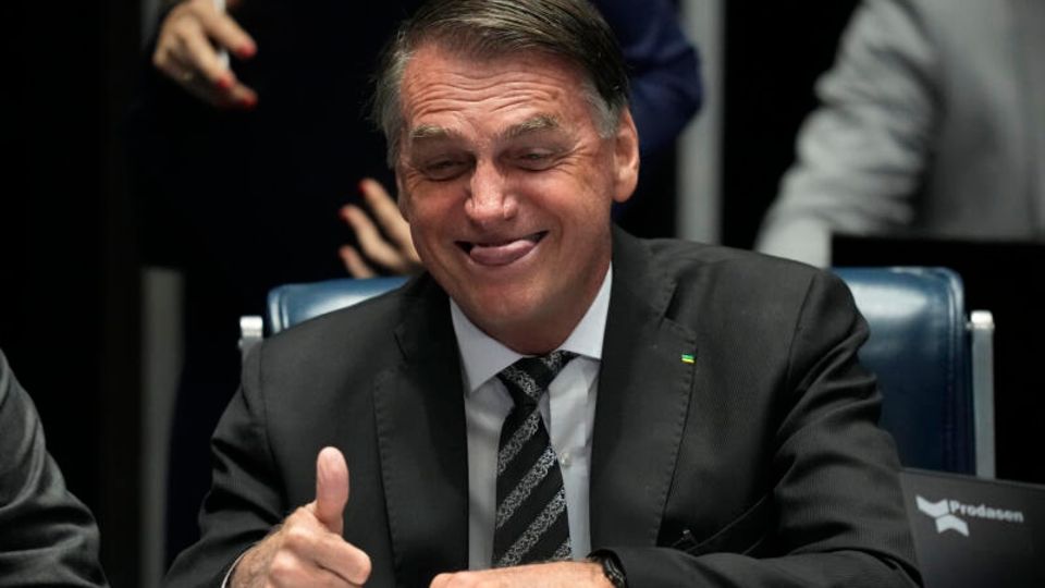 Auch im Grimassenschneiden steht Jair Bolsonaro Donald Trump in nichts nach