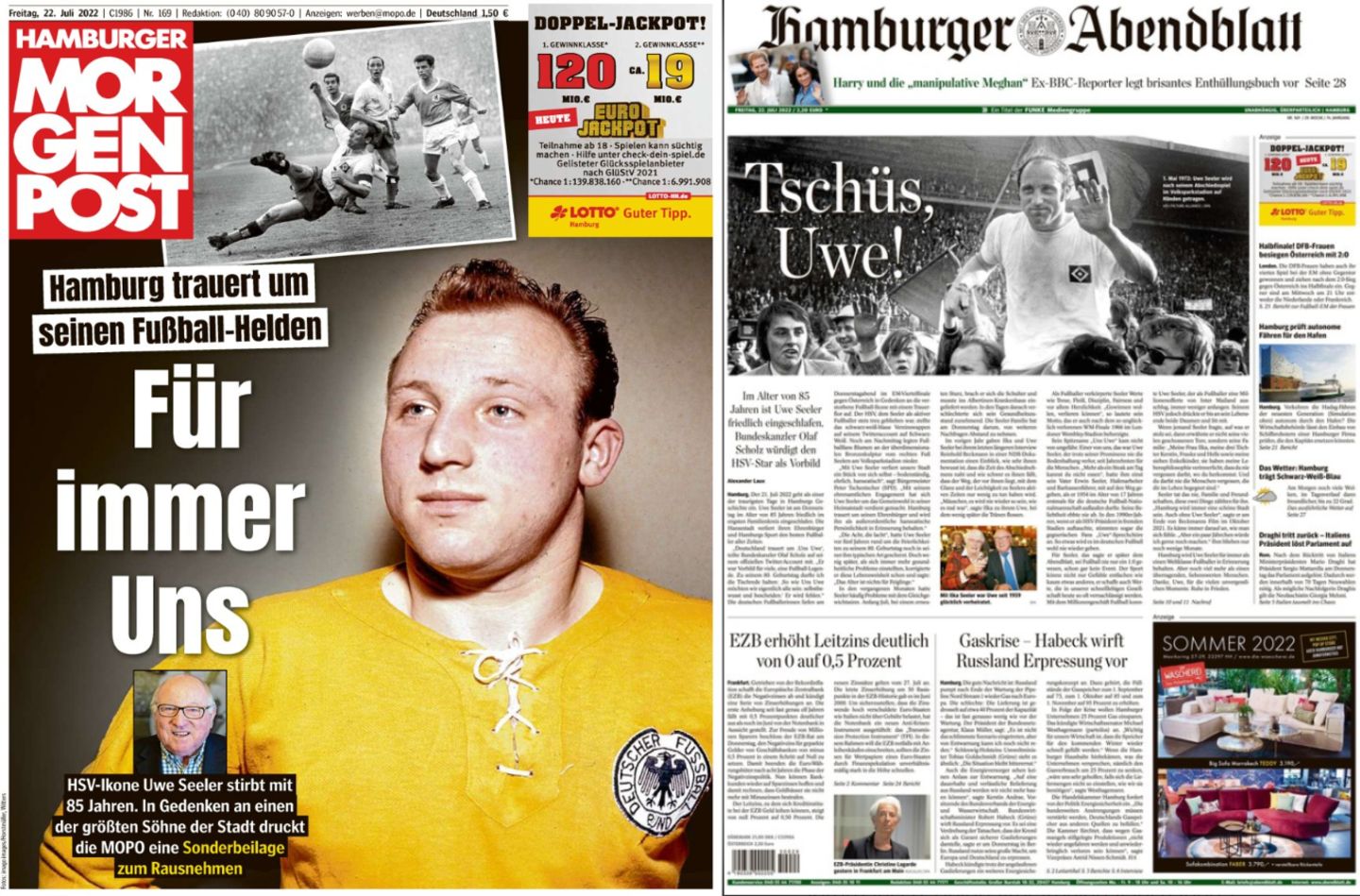 Hamburger Tageszeitungen zum Tod von Uwe Seeler