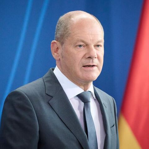 Bundeskanzler Olaf Scholz auf der Pressekonferenz in Berlin 