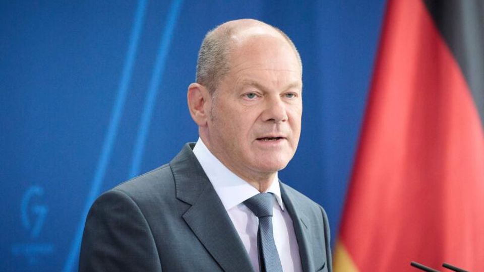 Bundeskanzler Olaf Scholz auf der Pressekonferenz in Berlin 