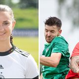 Auch der Freund von Mittelfeldspielerin Sara Däbritz spielt Fußball, allerdings einige Klassen tiefer. Lukas Dotzler (in Grün) stürmt in der Bayern-Liga Nord für den SV Donaustauf.
