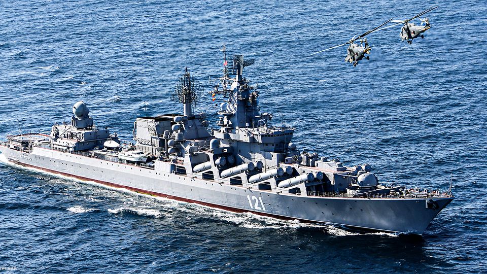 Das durch die Ukraine versenkte russische Kriegsschiff Moskwa