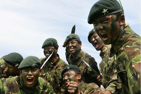 Gurkha-Soldaten gelten als unerbittliche Kämpfer. Das Symbolbild zeigt Gurkhas der britischen Armee.