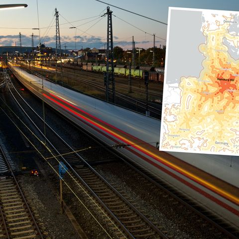 ICE der Deutschen Bahn; Kartenausschnitt