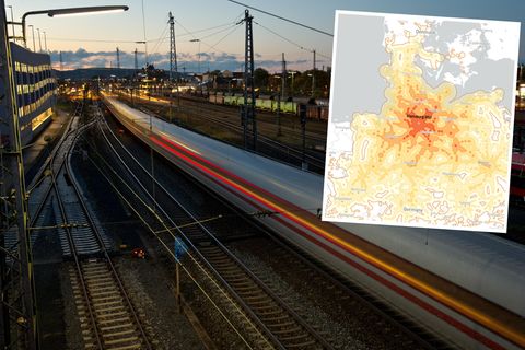 ICE der Deutschen Bahn; Kartenausschnitt