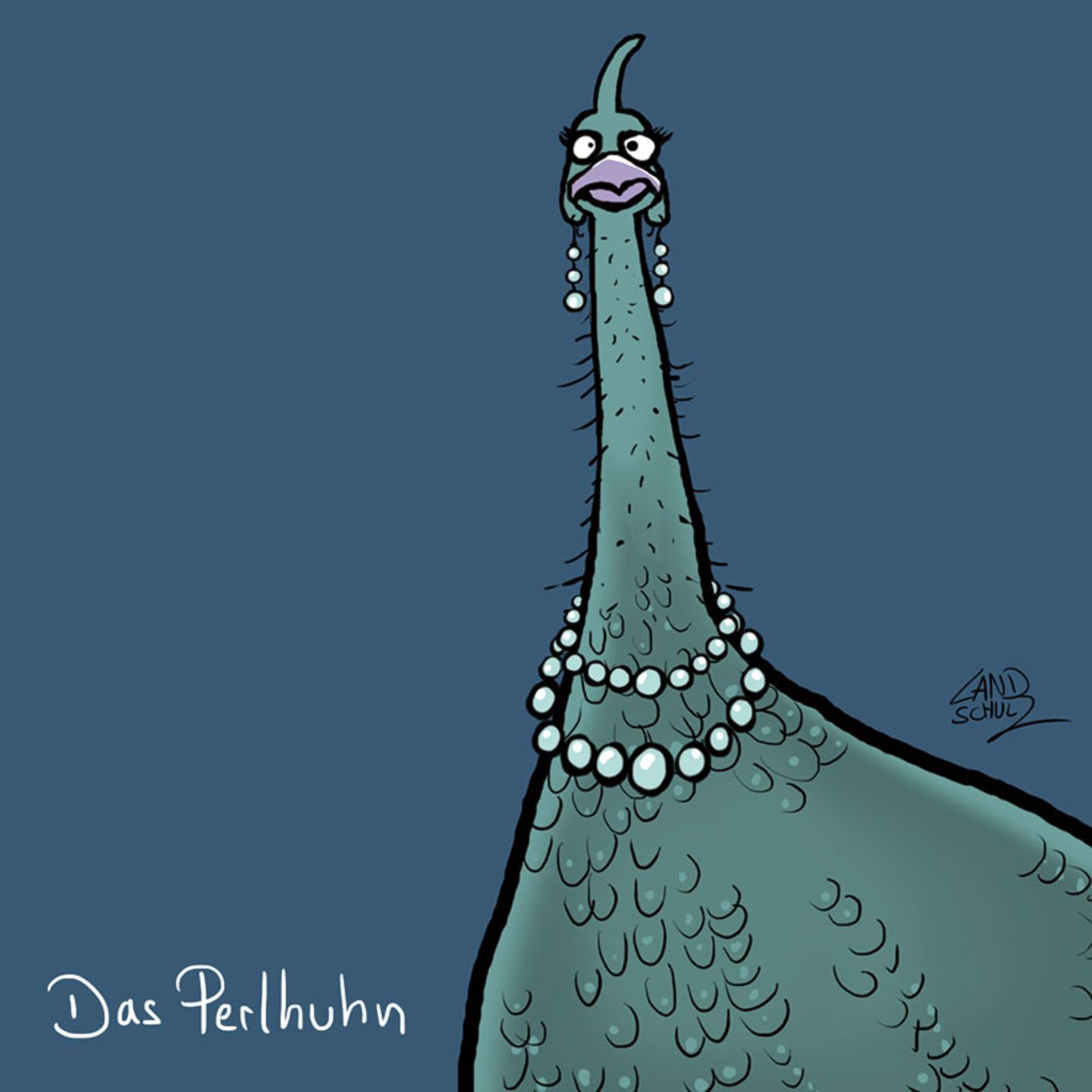 Eine Untergattung des Huhns ist das Perlhuhn. Landschulz stellt sich diese Tiere ungewöhnlich glamourös vor.