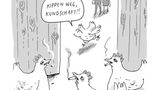 Die Hühner als Dienstleister am Menschen, die durchaus ein Eigenleben haben - diese Vorstellung hat Til Mette zeichnerisch umgesetzt.