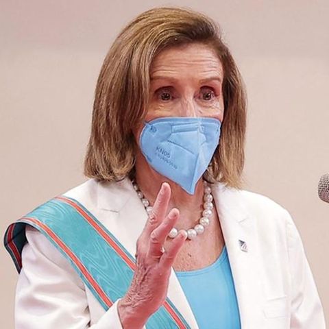 Nancy Pelosi, bei einer Pressekonferenz mit Taiwans Präsidentin Tsai Ing-wen