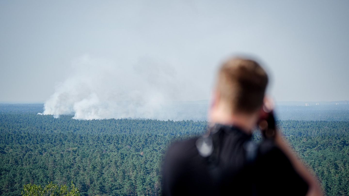 Auch von Weitem sind die Rauchwolken durch den Brand im Grunewald zu sehen.