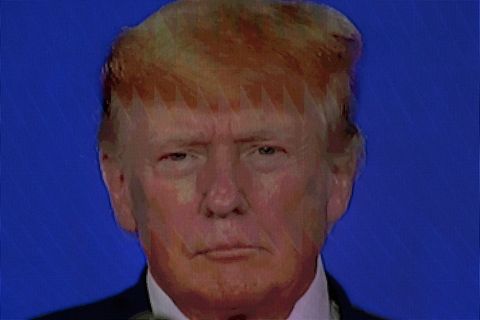 Er hat etwas Gespenstisches: Donald Trump auf einer Video-Wall bei der CPAC-Konferenz in Dallas