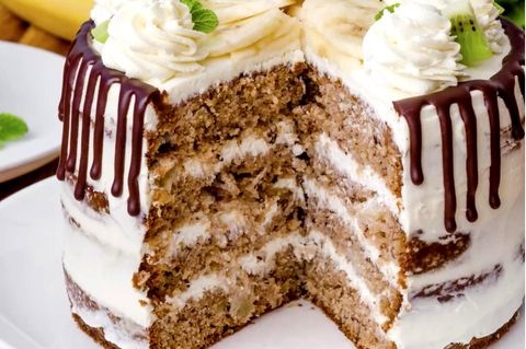 Leckeres Rezept für fruchtigen Nusskuchen mit Pekannüssen und Banane