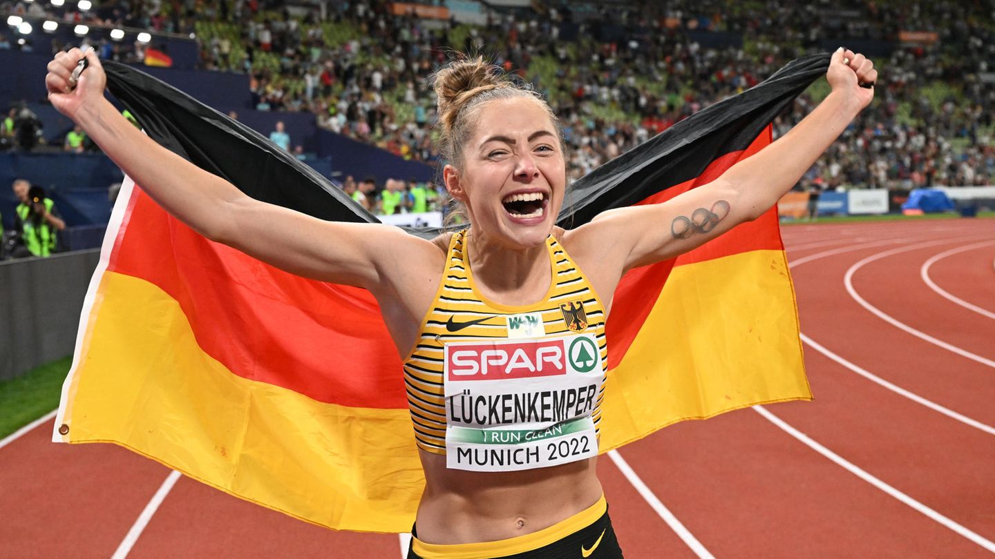 Alle deutschen Gewinner: GOLD: Gina Lückenkemper im 100-Meter-Sprint. Die 25-Jährige war vier Jahre nach ihrer Silbermedaille von Berlin in 10,99 Sekunden nach Foto-Finish die schnellste Leichtathletin im Münchner Olympiastadion. Ebenfalls mit 10,99 Sekunden landete die Schweizer Hallenweltmeisterin Mujinga Kambundji auf Rang zwei. Dritte wurde die Britin Neita Daryll, die nur eine Hundertstelsekunde langsamer war. GOLD: Gina Lückenkemper im 100-Meter-Sprint. Die 25-Jährige war vier Jahre nach ihrer Silbermedaille von Berlin in 10,99 Sekunden nach Foto-Finish die schnellste Leichtathletin im Münchner Olympiastadion. Ebenfalls mit 10,99 Sekunden landete die Schweizer Hallenweltmeisterin Mujinga Kambundji auf Rang zwei. Dritte wurde die Britin Neita Daryll, die nur eine Hundertstelsekunde langsamer war.