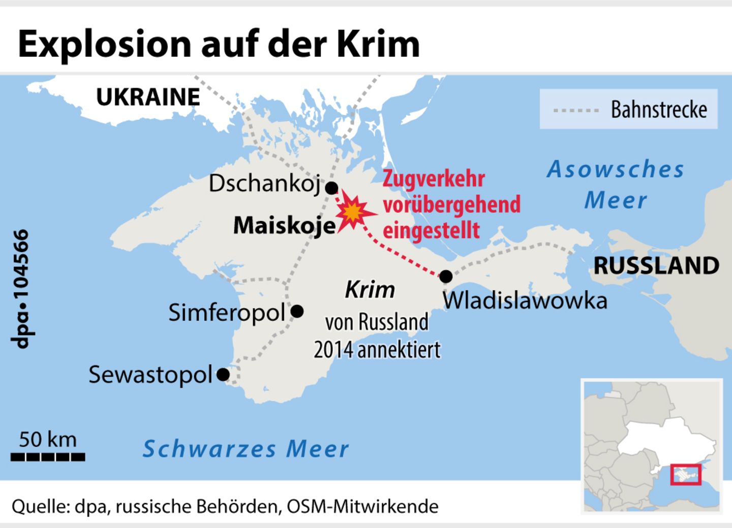 Verortung der Explosion auf der Krim