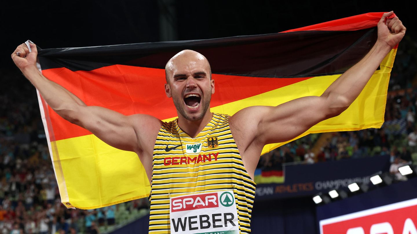 GOLD:  Julian Weber im Speerwurf. Nach dem größten Erfolg seiner Karriere kündigte Weber eine Riesenparty an und konnte nicht fassen, was gerade passierte: "Auf keinen Fall, überhaupt nicht. München, Ihr seid so geil", sagte der Mainzer, der 87,66 Meter weit warf und sich mit der ersten internationalen Medaille für vierte Plätze bei Olympia im Vorjahr und zuletzt bei der WM entschädigte.  "Ich habe nicht gedacht, dass ich werfen kann. Die Schulter hat weh getan, der Rücken hat weh getan, ich habe keinen Wurf gemacht beim Einwerfen", bekannte er danach im ZDF.