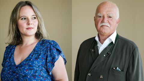 Porträts von Jessica Rosenthal und Peter Gauweiler als Collage
