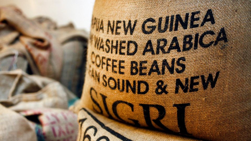 Kaffee-Sack mit Aufschrift "Papua New Guinea"
