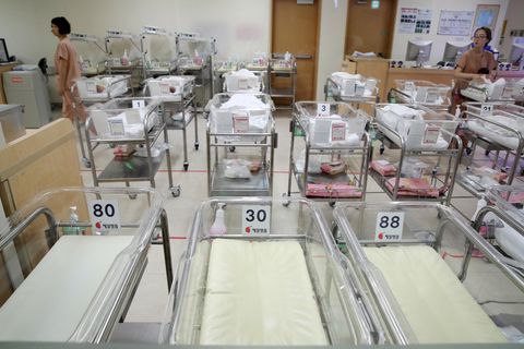 Die fast leere Geburtsabteilung eine Klinik in Südkoreas Hauptstadt Seoul