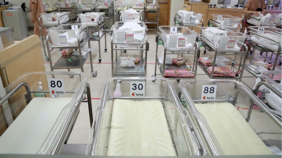 Die fast leere Geburtsabteilung eine Klinik in Südkoreas Hauptstadt Seoul
