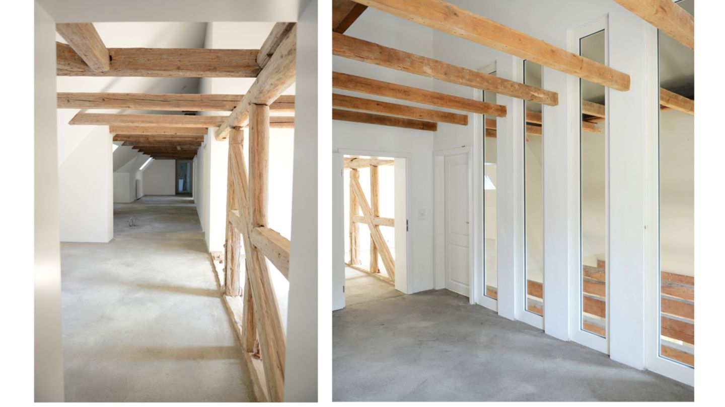 Wohnung im Dachgeschoss eines der Häuser.