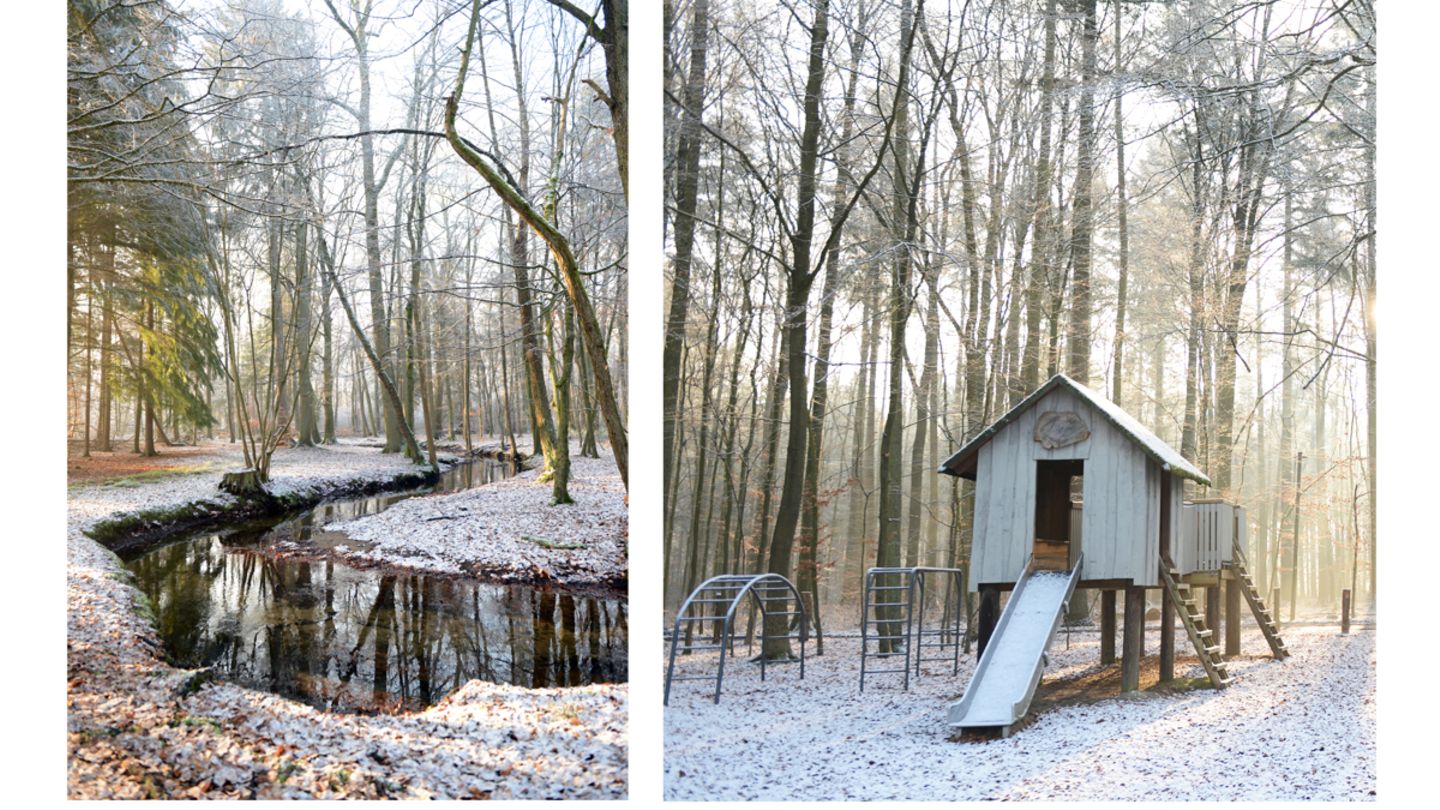 Auch ein eigener Spielplatz im Wald gehört dazu.