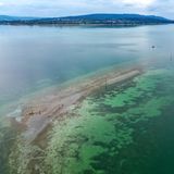 Vor der Insel Reichenau im Bodensee ist eine Kiesbank aus dem Wasser aufgetaucht. Es ist nicht das erste Mal, dass die kleine Insel durch den geringen Wasserstand des Sees zum Vorschein kommt. Besonders im Fokus stand sie bereits im Jahr 1972, als eine äußerst große Fläche der Kiesbank über dem Wasser lag. Paddler und Bootsfahrer stellten dann durchaus mal eine Bierbank oder einen Sonnenschirm dort auf.
