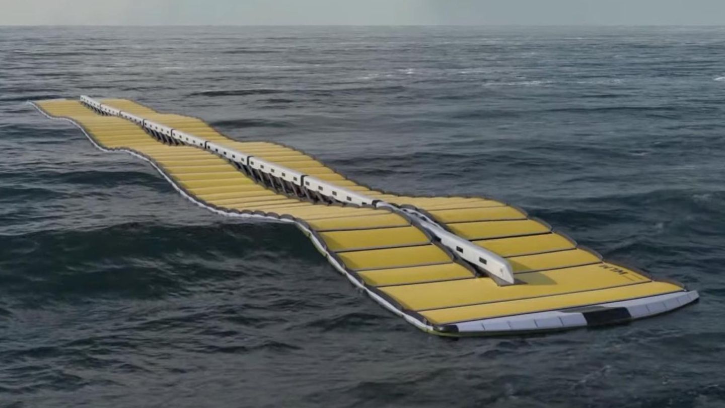 Das Wellenkraftwerk von Sea Wave Energy liegt einfach auf dem Wasser