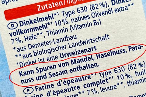 Was verbirgt sich hinter der Angabe "Kann Spuren von ..." enthalten?
