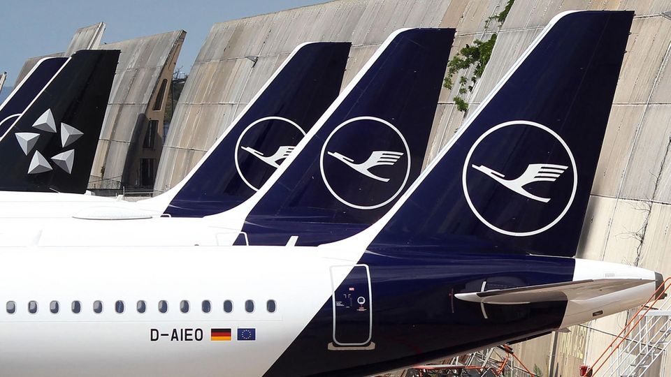 Leitwerke von Jets der Lufthansa