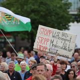 Was den Ukraine-Krieg angeht, scheinen Reichte und Linke ungefähr auf einer Wellenlänge zu sein. Allerdings ging es den Demonstranten der "Freien Sachsen" noch um etwas mehr – wie dieses Plakat zeigt