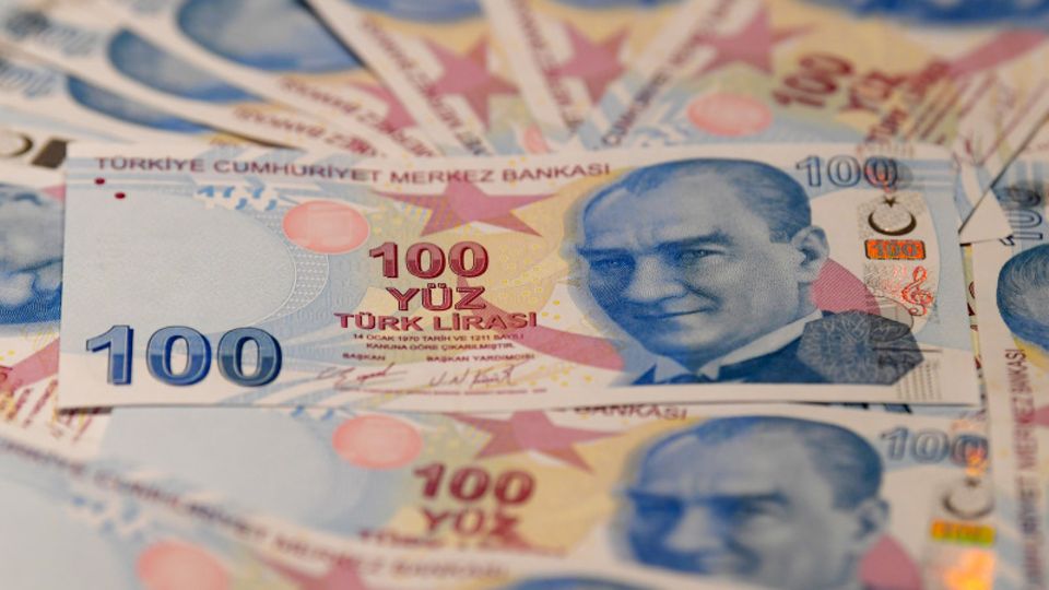 Banknotes with Turkish lira