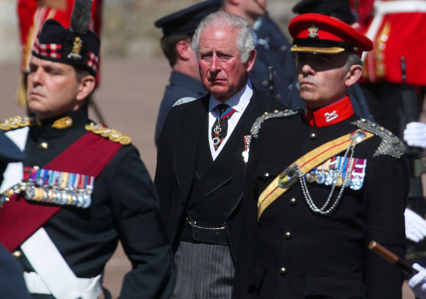Charles auf dem Weg zur Beerdigung seines Vaters Prinz Philip.