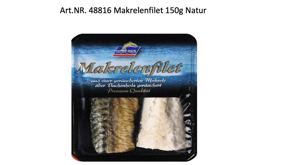 Der Hersteller Ostsee Fisch ruft sein Produkt "Makrelenfilet Natur, über Buchenholz geräuchert, 150 g" zurück