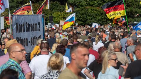 Russland-Sanktionen: eine Demonstration in Lubmin