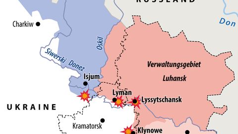 Karte zu rückeroberten Gebieten bei Charkiw
