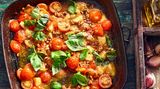 Blitzrezept: Marinierter Parmesan mit karamellisierten Kirschtomaten