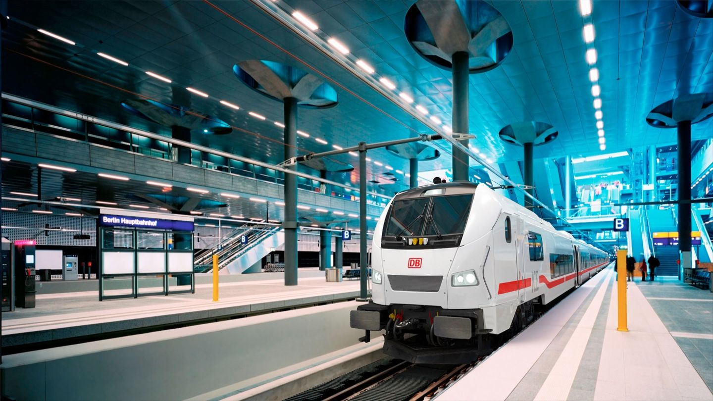 Der neue ICE L des  spanischen Herstellers Talgo. Bei diesem Motiv im Berliner Hauptbahnhof handelt es sich um ein Rendering...