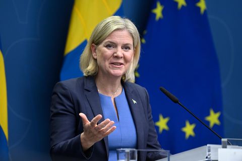 Die schwedische Ministerpräsidentin von den Sozialdemokraten, Magdalena Andersson, räumt die Wahlniederlage ein