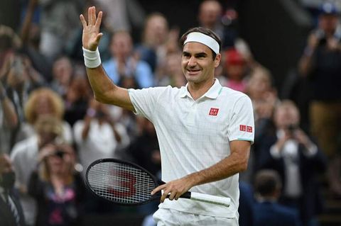 Tennis-Ass Roger Federer feiert seinen Sieg im Wimbledon 2021