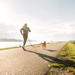 Joggen mit Hund: Wer weiß, worauf es ankommt, kann sich selbst und dem Vierbeiner gemeinsamen Auslauf gönnen.