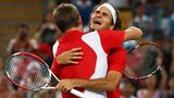 Federer feiert mit Wawrinka Gold für die Schweiz