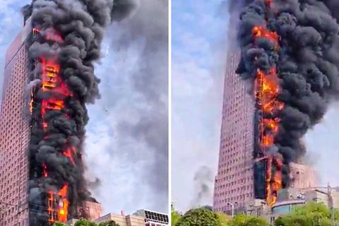 Inferno in China: Brennender Wolkenkratzer in Changsha gelöscht – Rauchsäule über der Stadt