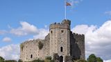 Die royale Standarte wurde auf dem Cardiff Castle gehisst, um die Anwesenheit des Monarchen anzuzeigen.