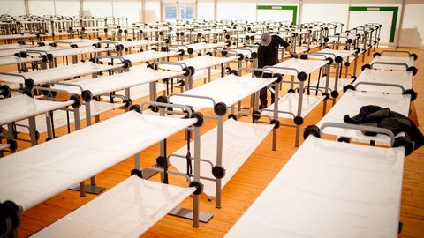Eine Unterkunft für Geflüchtete in Berlin wird aufgebaut