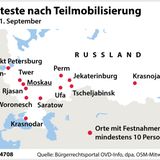Proteste in Russland nach der Ankündigung der Teilmobilmachung